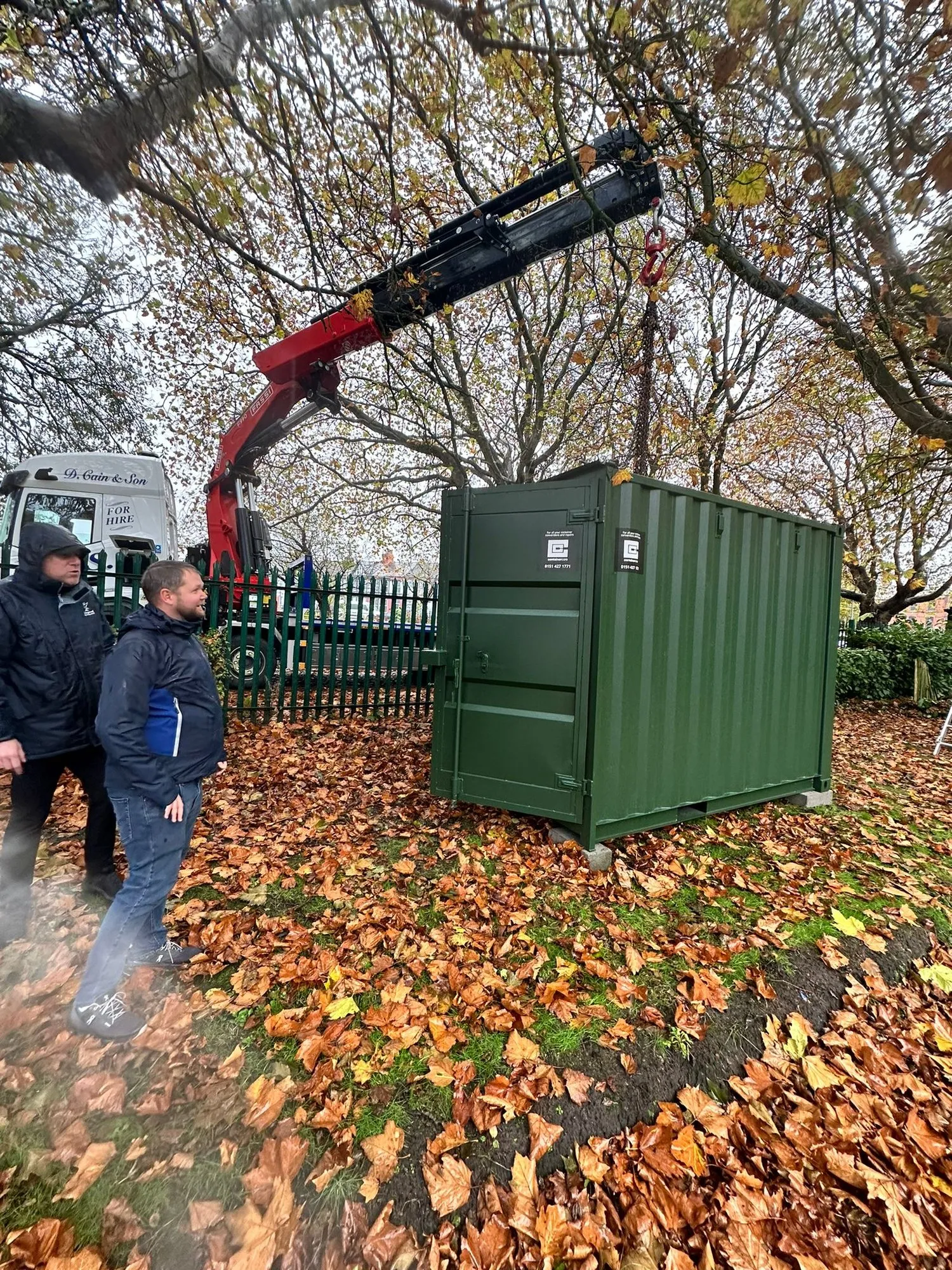 New one-trip 10ft container in green, supplied to Liverpool Wolf Tones CLG for equipment storage